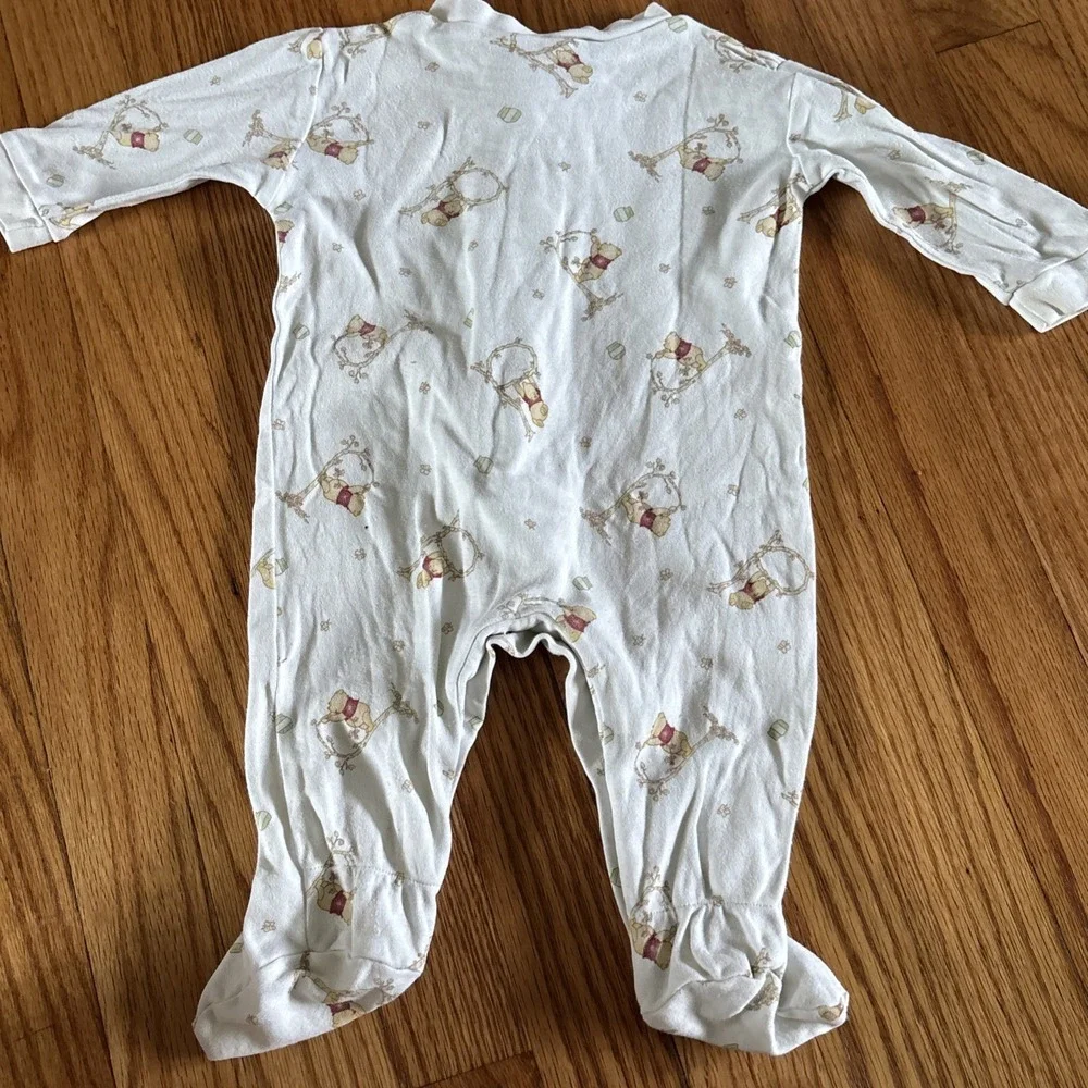 Disney Baby Winnie the Pooh Footed Zip up Sleeper One Piece 3-6M 90's